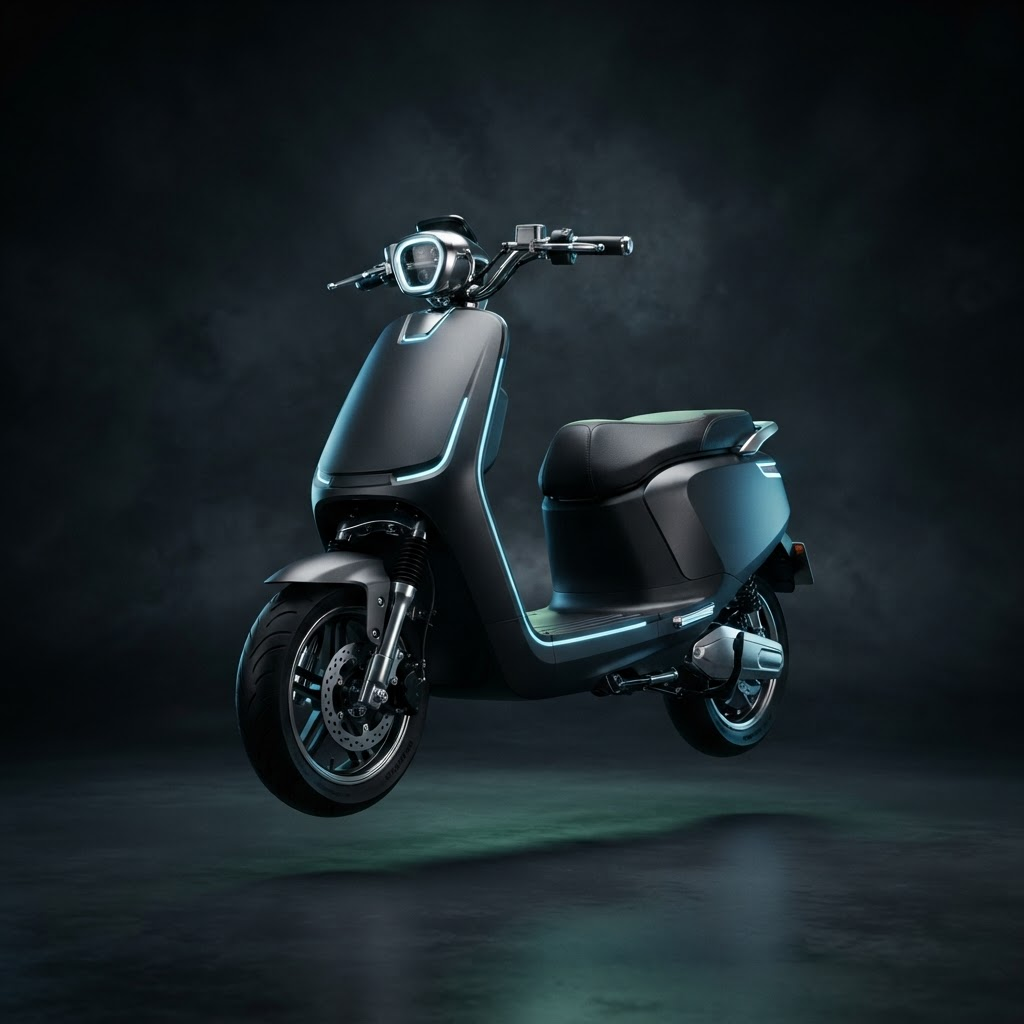 Premium electric scooter on display at MH Motors EV